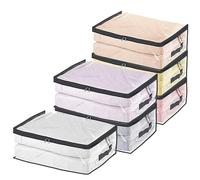 Fixwal 6pcs Clear Storage Organizer Bags, Sweater Storage Bags Bed Sheet Organizer Foldable Plastic Vinyl Storage Bags Totes for Clothes, Blankets with Zipper for Closet (35l, 9.5 Gallons)