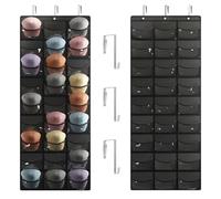 Fixwal Baseball Hat Rack, 27 Pocket Over The Door Cap Organizer Cap Hat Holder Hanger For Closet With Large Clear Pockets & 3 Hooks, Hat Storage to Protect and Display, Black