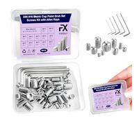 Fixxely Grub Screws Assorted Kit - 60PCS Stainless Steel 304 Set | M3, M4, M5, M6, M8 Hex Headless Screws with Allen Key | Door Handle Repair & Bathroom Fixtures (Silver)