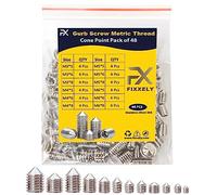 FIXXELY Grub Screws Assorted Pack of 48 (M3,M4,M5,M6,) Cone Point & Hex Head - 304 Stainless Steel Assorted Sizes Ideal for Door Handle, Home Repairs Fixtures & More