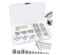 FIXXELY Grub Screws Assorted Set of 240 (M3,M4,M5,M6,M8) Cone Point & Hex Head with 5 Allen Key (M1.5,M2,M2.5,M3,M4) - 304 Stainless Steel Assorted Sizes Ideal for Door Handle, Home Repairs & Fixtures