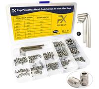 FIXXELY Grub Screws Assorted Set of 240 (M3,M4,M5,M6,M8) Cup Point & Hex Head with 5 Allen Key (M1.5,M2,M2.5,M3,M4) - 304 Stainless Steel Assorted Sizes Ideal for Door Handle, Home Repairs & Fixtures