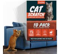 FixZilla Anti Cat Scratch Furniture Protector, 10-Pack Couch Protector from Cat Claws - Heavy-Duty, Easy-to-Apply Scratching Deterrent and Shield for Sofa Corners, Walls, Doors- with 50 Twist Pins