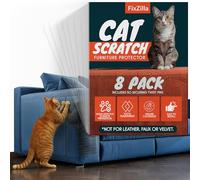FixZilla Anti Cat Scratch Furniture Protector, 8-Pack Couch Protector from Cat Claws - Heavy-Duty, Easy-to-Apply Scratching Deterrent and Shield for Sofa Corners, Walls, and Doors- with 50 Twist Pins