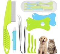 Fiyard 10 Pcs Professional Tick Remover Tool Kit with Tick Identification Card -Painlessly Remover for Dogs Cats and Humans Pets, Twister Hooks & Lasso Pen for Dogs Cats Humans, for Storage Box