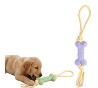 Fiyard Dog Chew Toys, Tough TPR Bone with Braided Rope, Puppy Teething Toy with Molar Bumps for Dental Care, Interactive Tug of War Toy with Tassels, 4 Colours Available for Small Medium Dogs (Purple)