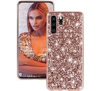Fiyer Huawei P30 Pro Phone Case, Rose Gold Plastic Cellular Phone Case with Glitter, High Performance Protection, Anti-Fingerprint, Shock Absorbing, Wireless Charging Compatible, Slim Fit