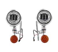 FIYFIOW Front Headlight Motorcycle For Touring For Electra For Glide For Road For King For FLHX/Motorcycle 4.5" LED Fog Light Passing Auxiliary Lamp & Housing Bucket