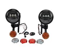 FIYFIOW Front Headlight Motorcycle For Touring For Electra For Glide For Road For King For FLHX/Motorcycle 4.5" LED Fog Light Passing Auxiliary Lamp & Housing Bucket
