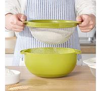 FIYSON 2-in-1 Multifunctional Kitchen Strainer, Double Ultra-Fine Barbed Wire Drain Basin, Plastic Drainer for Soaking, Washing and Draining for Leaving Fruit, Vegetables, Rice, Quinoa Grains (Green)