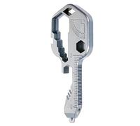 FIYSON 24 in 1 Multifunction Key Tool,Stainless Steel Key Shaped Pocket Tool, Outdoor Survival Key Tool for Bottle Opener,Screwdriver,Ruler, Wrench,Stripping,Bit Driver for Men and Boys Gifts (Silver)