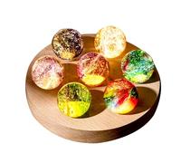 FIYSON 3D Crystal Ball Night Light, USB 40 mm Glass Ball, Pack of 7 Coloured Astronomy Starry Sky LED Ball Lamp, with Wooden Base, Photography Ball Gift for Children's Room, Boys, Girls Decor (Style