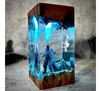 FIYSON 3D Epoxy Resin Godzilla Night Light, Resin Godzilla Figures Ornaments with USB Cable, Monster Bedside Lamp with 16 Remote Colours, Multicoloured LED Night Lamp, Desktop Art Decor Gift (Style 1)