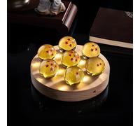 FIYSON 7 Pieces Dragon Balls, Dragon Balls 1 to 7 Stars, 3D Crystal Ball Night Light, USB 40mm Glass Ball, with Wooden Base, Dragon Ball Z LED Ball Lamp Anime Fans Collectibles Gift (Yellow Disc)