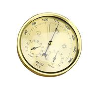 FIYSON Analog Barometer with Thermometer Hygrometer,3 in 1 Weather Station for Indoor & Outdoor,Dial Type Barometer,Barometric Pressure Measures,Simplicity & Easy Reading,Sainless Steel Frame (Gold)