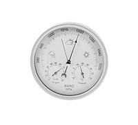 FIYSON Analog Barometer with Thermometer Hygrometer,3 in 1 Weather Station for Indoor & Outdoor,Dial Type Barometer,Barometric Pressure Measures,Simplicity & Easy Reading,Sainless Steel Frame (Silver)