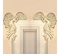 FIYSON Angel Door Frame Ornament Angel Wings Wall Sculpture Right Angle Ivory Door Frame Vintage Shabby Chic Angelic Figurines for Door Frame,Fireplace,Home,Weddings,Christmas Decor,25cm Tall (A pair)