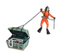 FIYSON Aquarium Floating Diver Ornament,Micro Landscape Decor Undersea Landscape Treasure Chest Hunt Diver Air-Operated Decoration for Home Fish Tank Arts Crafts Decorating Fish Tank Ornament (Orange)