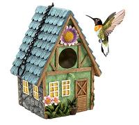 FIYSON Bird House, Bird House for Garden, Hanging Decorative Outdoor Bird House, Weatherproof Resin Birdhouse for Finches, Wild Birds, Hummingbirds Ideal for Any Size Garden Outdoors Tree Or Balcony