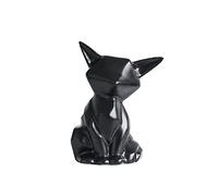 FIYSON Fox Statue Ornament,Ceramic Fox Figurine,Modern Animal Statue Sculpture Ornament Ceramics Crafts Art Figurines,Feng Shui Decor for Luck and Prosperity for Home Decor Birthday Gift (Black,Small)