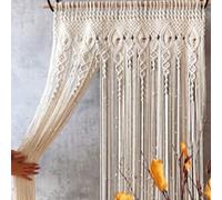 FIYSON Macrame Wall Hanging Tapestry, Handmade Woven Macrame Tapestry, Room Divider, Macrame Curtains, Boho Door Curtain for Wedding, Background, Window Curtains, Home Wall Decoration, 100 x 200 cm