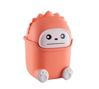 FIYSON Mini Desktop Waste Bin,Cute Animal Trash Can with Lid, Portable Removable Trash,Effectively Isolate Odors,Small Waste Bin for Living Room Kitchen Bedroom Bathroom Office,15*14*23cm (Orange)