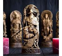 FIYSON Odin Figure, Nordic God Viking Decorative Statue, Scandinavian German God Wodan Sculpture Ornament,Norse Mythology Decor,Viking God Worship Altar Shrine Sculpture Home Decor (Odin)