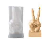 FIYSON OK Gesture Candle Mould,Thumbs Up Silicone Mould,Victory Gesture Candle Mould 3D Hand Shape Resin Mould for DIY Plaster Sculpture Clay Crafts,Soap,Candle Making,Home ornaments (Victory Gesture)
