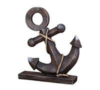 FIYSON Resin Nautical Anchor Figurine Vintage Ships Wheel Nautical Rudder Décor Anchor Model Nautical Theme Ornament with Rusty Brown Tint for Home Garden Bar Indoor Tabletop Decoration (Anchor)