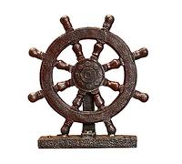 FIYSON Resin Nautical Anchor Figurine Vintage Ships Wheel Nautical Rudder Décor Anchor Model Nautical Theme Ornament with Rusty Brown Tint for Home Garden Bar Indoor Tabletop Decoration (Rudder)