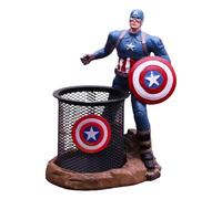 FIYSON Resin Statue Character Pen Holder, Desk Decoration Storage Box, Multifunctional Desktop Ornament, Office Creative Collections, Captain America Spider-Man Ornament Gift (Style 5)