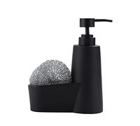 FIYSON Soap Dispenser with 250 ml Filling Volume,Plastic Soap Dispenser Pump with Sponge Holder,Kitchen Sink Caddy,Bathroom Washing Up Liquid Bottle Dispenser for Kitchens and Bathrooms,Black