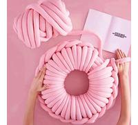 FIYSON Super Chunky Yarn 0.5kg/25m, DIY Wool Hand-Knitted Yarn Coarse Yarn Super Soft,Handmade Scarf Pillow Cushion Bulky Thick Roving for Arm Knitting, Giant Chunky Knit Blankets Throws (DarkPink)