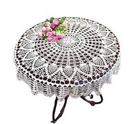 FIYSON Vintage Round Lace Tablecloth Floral Handmade Crochet Cotton Table Cloth/Cover,Lace Doilies Crochet Tablecloths Round Tablecloth for Garden Wedding Party Patio Craft Exhibitions,White (80cm)