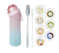 FIYSON Water Bottle, Air Water Bottle with 7 Fruit Infused Aroma Capsules and Cleaning Brush, BPA-Free, 650 ml, Sports Water Cup with Straw, for Fitness, Camping, Bike, Hiking (Style 2)