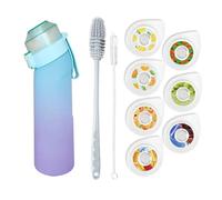 FIYSON Water Bottle, Air Water Bottle with 7 Fruit Infused Aroma Capsules and Cleaning Brush, BPA-Free, 650 ml, Sports Water Cup with Straw, for Fitness, Camping, Bike, Hiking (Style 1)