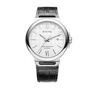 Fiyta GA852001.PKK Yachtsmen Men's Analogue Watch Automatic Black with Leather Strap and 60 Hours Power Reserve, Strap colour: black, dial colour: white, strap material: leather, Strap.