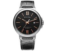 Fiyta GA852001.PKK Yachtsmen Men's Analogue Watch Automatic Black with Leather Strap and 60 Hours Power Reserve, Strap colour: black, dial colour: black, strap material: leather, Bracelet