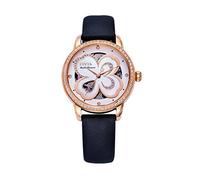 FIYTA LA862003.PWBD Women's Watch Analogue Automatic with Leather Strap in Colour Combination Mother of Pearl / Rose Gold, Strap colour: black, dial colour: mother of pearl, case colour: rose gold,