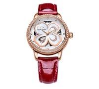 Fiyta LA862003 Women's Analogue Automatic Watch, Case colour: rose gold / dial colour: white mother of pearl / strap colour: red / strap material: leather, Strap.