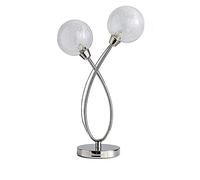 Fiz FIZPORIUM Elegant Alloy Steel Style Rimi 2 Light Crackle Ball Table Lamp Home Office Living Sitting Bedroom Light with Dimmer 40D x 28W x 14H