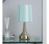 fiz Stylish Design Metal Rimini Touch Lamp with Faux Silk Lampshade Bedside Light Office Living Sitting Bedroom Light - Duck Egg, Blue,white,grey,purple