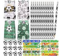 Fizdoqg 48Pcs Football Party Bags Fillers Set Football Party Favours 12 Football Pencils 12 Football Gift Bags 12 Football Erasers 12 Slap Bracelets for Kids Boys Birthday Gift Party Favors