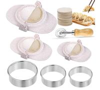 Fizdoqg 7 Pcs Dumplings Maker Mould Set Ravioli Cutters Empanada Press Set Pasta Machine with Pasta Cutter Wheel for Pot Stickers, Pierogi & Gyoza Make
