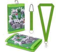 Fizdoqg Miner Video Gaming Wallets Boy Purse Kids Wallet Boys with Card Slots Kid Wallets with Zip Coin Pocket, Boy Wallet for Kids, Boys Gifts (Green)
