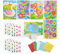 Fizdoqg Pack of 6 Mosaic Craft Set Children's Sticky Mosaics Mosaic Set for Children Adhesive Pictures for Children Mosaic Crafts Children Glitter Foam Rubber Mosaic Picture Mosaic Children Gifts for