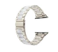 Fizdvsts Compatible with Apple Watch Band Resin Metal Wristbands, Women's Strap Fashion Chain Bracelet for iWatch Series 8 7 6 SE 5 4 3 2 1 Ultra, 42mm 44mm 45mm 49mm, Starlight