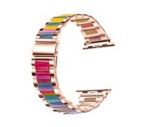 Fizdvsts Compatible with Apple Watch Strap Resin Metal Wristbands, Women's Band Fashion Chain Bracelet for iWatch Series 8 7 6 SE 5 4 3 2 1 Ultra, 38mm 40mm 41mm, Rainbow