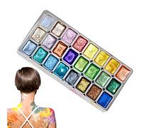 Fizepgo 24 Colors Metallics Watercolor Paint Set | Solid Watercolor Painting Set | Glitter Watercolour Solid Paint Box - Glitter Watercolour Paint Set for Painting, Colouring