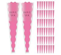 Fizepgo 50Pcs Single Rose Sleeve Flower Wrapping Bags | Bulk Plas-tic Floral Flowers Rose Packaging Carnations Bouquet Sleeves Bag Wrapping Paper - Florist Birthday Wedding Graduation